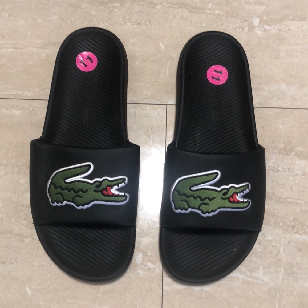Lacoste men’s sandals black w/ logo size 11 *NEW*